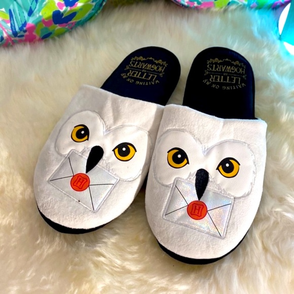Harry Potter’s owl face beak with letter slip-on slippers with memory foam soles